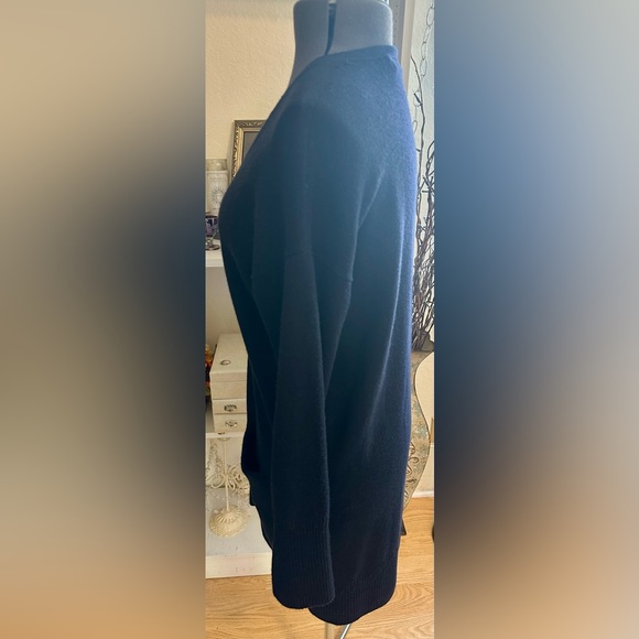 Iris Von Arnim Navy Cashmere Cardigan Duster Sz L Quiet Luxury Old Money Quality - Picture 5 of 16